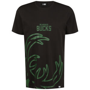 NBA Milwaukee Bucks Enlarged Logo T-Shirt Herren, schwarz / grün, zoom bei OUTFITTER Online