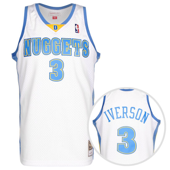 NBA Denver Nuggets Allen Iverson Swingman Trikot Herren, weiß / hellblau, zoom bei OUTFITTER Online