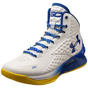Curry 1 Print Basketballschuh Herren, weiß / blau, zoom bei OUTFITTER Online