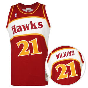 NBA Atlanta Hawks Dominique Wilkins Trikot Herren, rot / gelb, zoom bei OUTFITTER Online