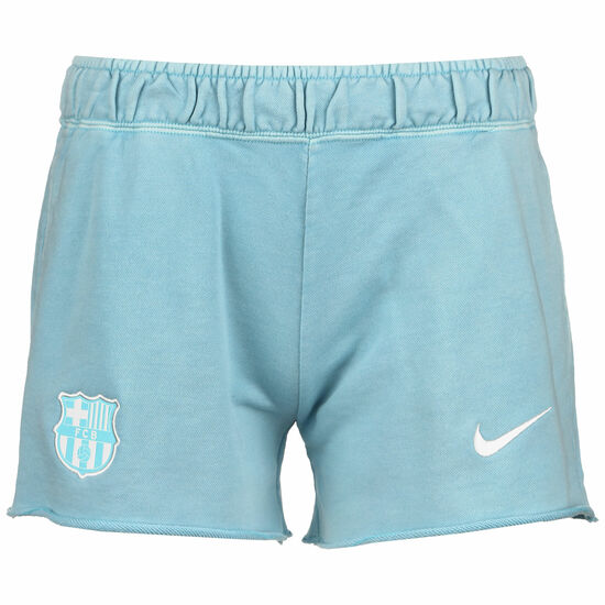 FC Barcelona French Terry Shorts Damen, türkis / weiß, zoom bei OUTFITTER Online