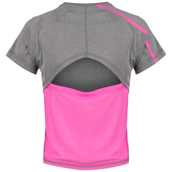 Mesh Panel Trainingsshirt Damen, grau / pink, zoom bei OUTFITTER Online