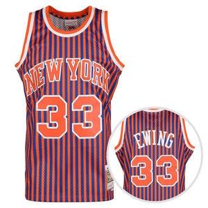NBA New York Knicks Striped Swingman Patrick Ewing Trikot Herren, orange / rot, zoom bei OUTFITTER Online