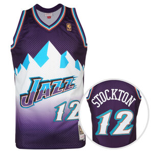 NBA Utah Jazz John Stockton Trikot Herren, lila / hellblau, zoom bei OUTFITTER Online