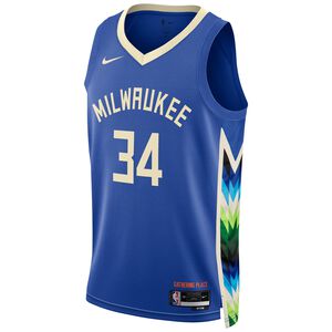 NBA Milwaukee Bucks Giannis Antetokounmpo Swingman City Edition 2022 Trikot Herren, blau / weiß, zoom bei OUTFITTER Online