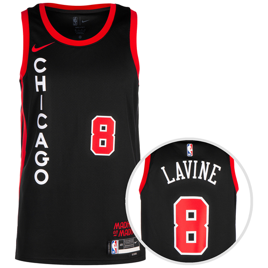 NBA Chicago Bulls Zach Lavine Association Edition Swingman Trikot Herren, schwarz / rot, zoom bei OUTFITTER Online