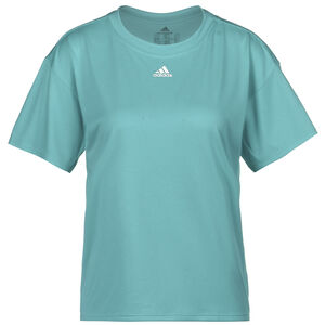 3-Streifen AEROREADY Trainingsshirt Damen, hellblau / weiß, zoom bei OUTFITTER Online