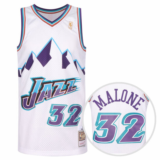 NBA Utah Jazz Karl Malone Trikot Herren, weiß / lila, zoom bei OUTFITTER Online
