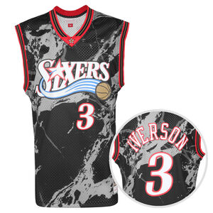NBA Philadelphia 76ers Allen Iverson Team Marble Swingman Trikot Herren, schwarz / rot, zoom bei OUTFITTER Online
