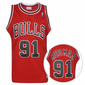 NBA Chicago Bulls Swingman Dennis Rodman Trikot Herren, rot / schwarz, zoom bei OUTFITTER Online